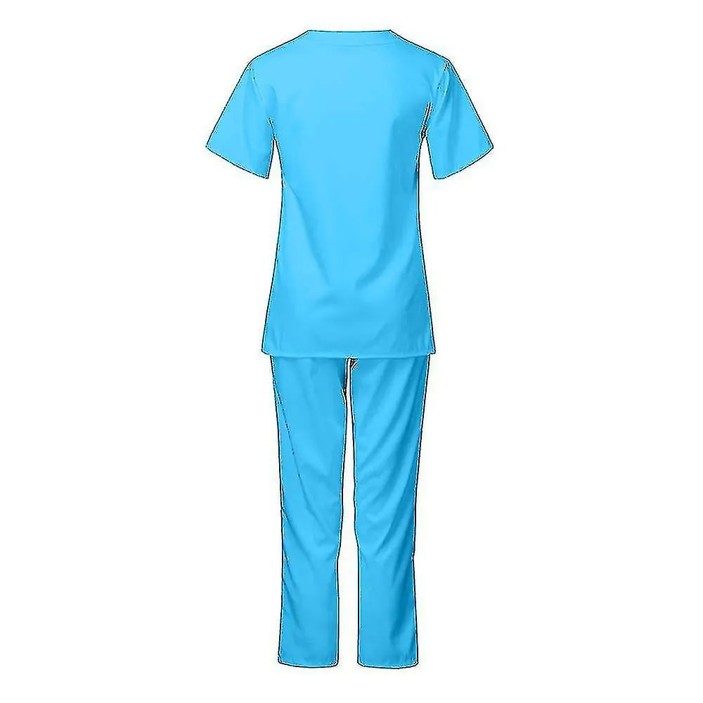 Women Men Medical Doctor Uniform Scrub Tops Pants Set Nurse Dentist Hospital Suit