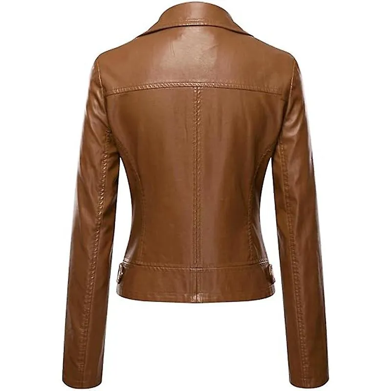 Women's Faux Leather Moto Biker Short Coat Jacket