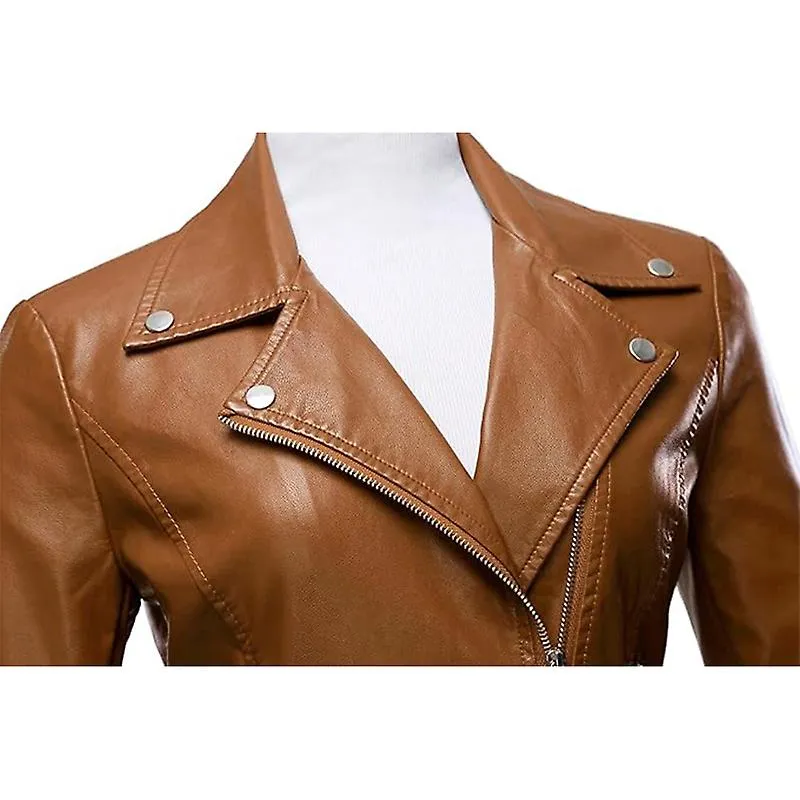 Women's Faux Leather Moto Biker Short Coat Jacket