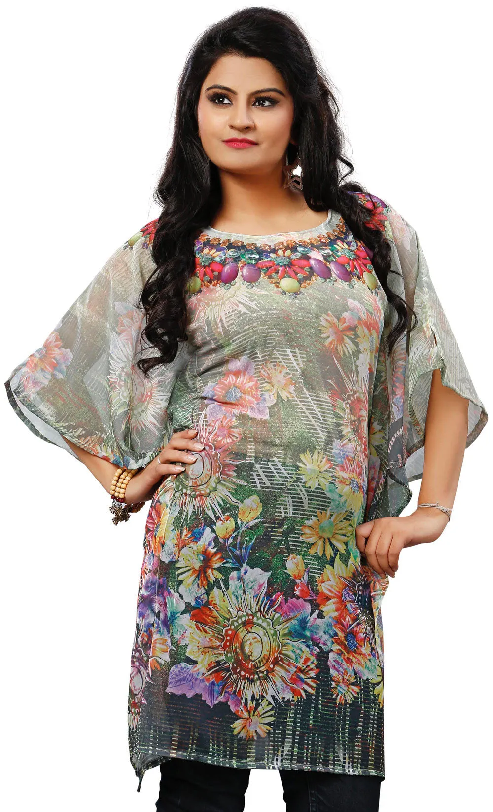 Womens Indian Tunic Short Kaftan Digital Printed Beach Dress India Clothes