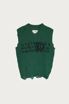 Wool Numbers Gilet - Green/Black